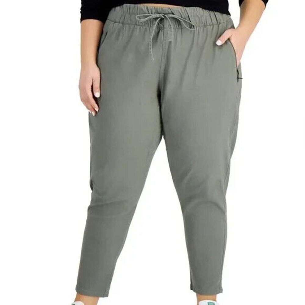 Celebrity Pink Kale Green Pull-On Utility Ankle Pants Zip Pocket Plus 3X NWT